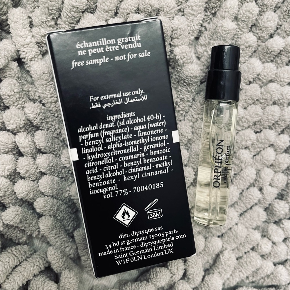Diptyque Orphéon Sample Vial with Black Box - Picture 2 of 2